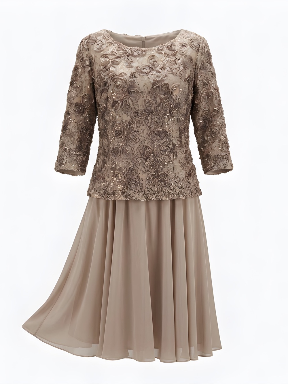Collections by Lourea Taupe Embellished Dress Set